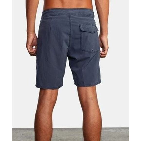 RVCA Mens Size 28 VA Pigment Trunk Board Shorts Navy Tie Front Stretch - Picture 2 of 12